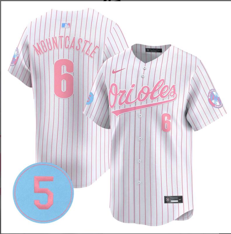 Men Baltimore Orioles #6 Mountcastle white with red strips 2024 Nike MLB jersey